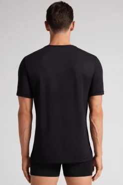 T-Shirt à Manches Courtes en Modal Cachemire