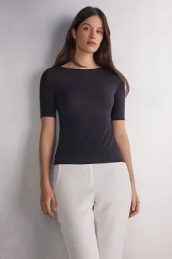 T-shirt col bateau en Fresh Bamboo