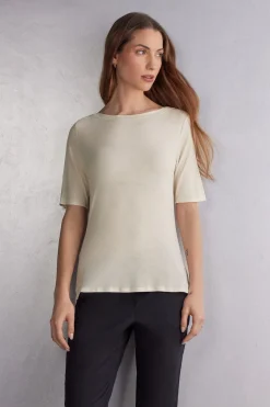T-shirt col bateau en Fresh Bamboo
