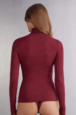 T-shirt col montant en modal lÉger avec cachemire lamÉ