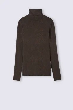 T-shirt col montant en modal lÉger avec cachemire lamÉ
