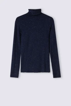 T-shirt col montant en modal lÉger avec cachemire lamÉ