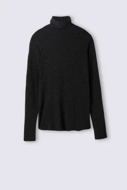 T-shirt col montant en modal lÉger avec cachemire lamÉ