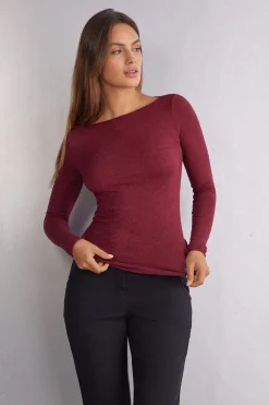 T-shirt col rond en modal lÉger avec cachemire lamÉ