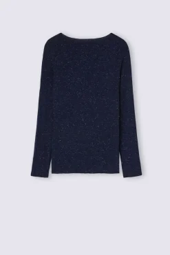 T-shirt col rond en modal lÉger avec cachemire lamÉ