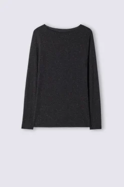 T-shirt col rond en modal lÉger avec cachemire lamÉ