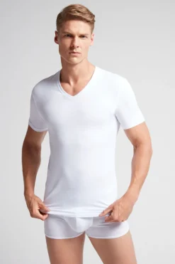 T-shirt homme col en V en coton Superior ÉlasticisÉ