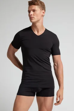 T-shirt homme col en V en coton Superior ÉlasticisÉ