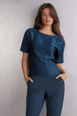 T-shirt manches courtes en soie et modal