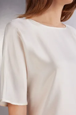 T-shirt manches courtes en soie et modal