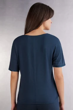 T-shirt manches courtes en soie et modal