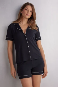 T-shirt manches courtes ouvert devant en modal