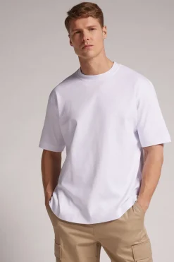 T-shirt manches courtes oversize en coton interlock