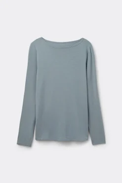 T-shirt manches longues à col bateau en micromodal