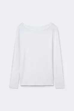T-shirt manches longues à col bateau en micromodal