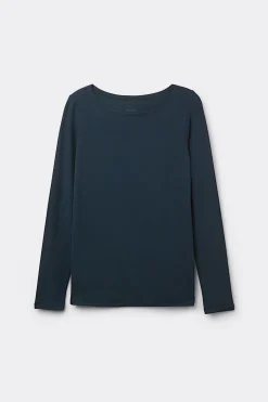 T-shirt manches longues à col bateau en micromodal
