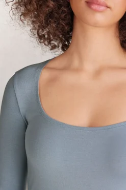 T-shirt manches longues avec dÉcolletÉ Madonna en micromodal