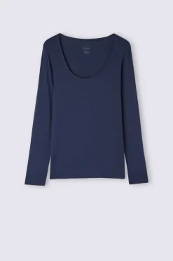T-shirt manches longues avec dÉcolletÉ Madonna en micromodal
