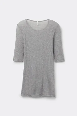 T-shirt manches longues cachemire lÉger côtelÉ