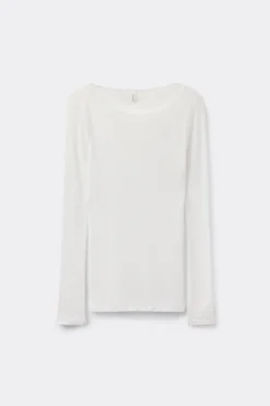 T-shirt manches longues cachemire lÉger côtelÉ
