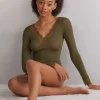 T-shirt manches longues en cachemire et dentelle
