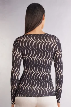 T-shirt manches longues en modal ultralight with cashmere imprimÉ COOL ELEGANCE