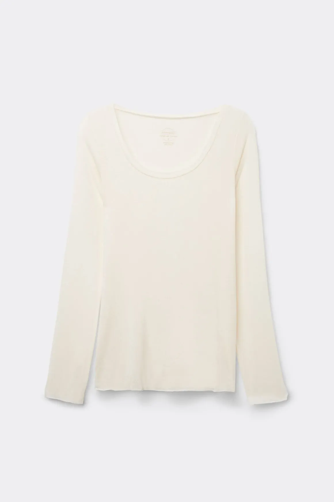 T-shirt manches longues en modal ultralight avec cachemire encolure arrondie large