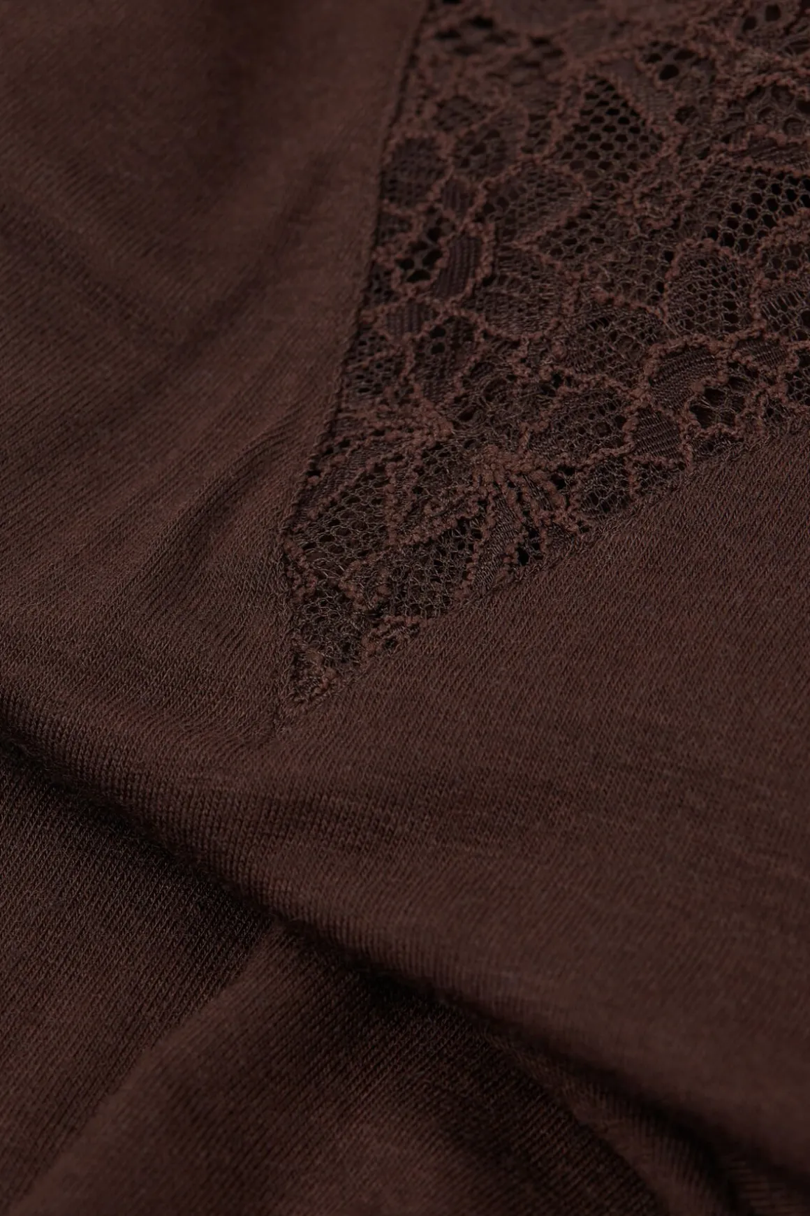 T-shirt manches longues en cachemire et dentelle