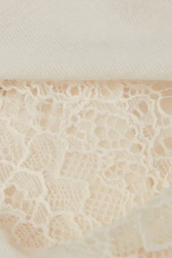 T-shirt manches longues en cachemire et dentelle