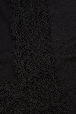 T-shirt manches longues en cachemire et dentelle