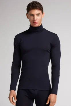 T-Shirt Manches Longues Laine MÉrino Col Mont.