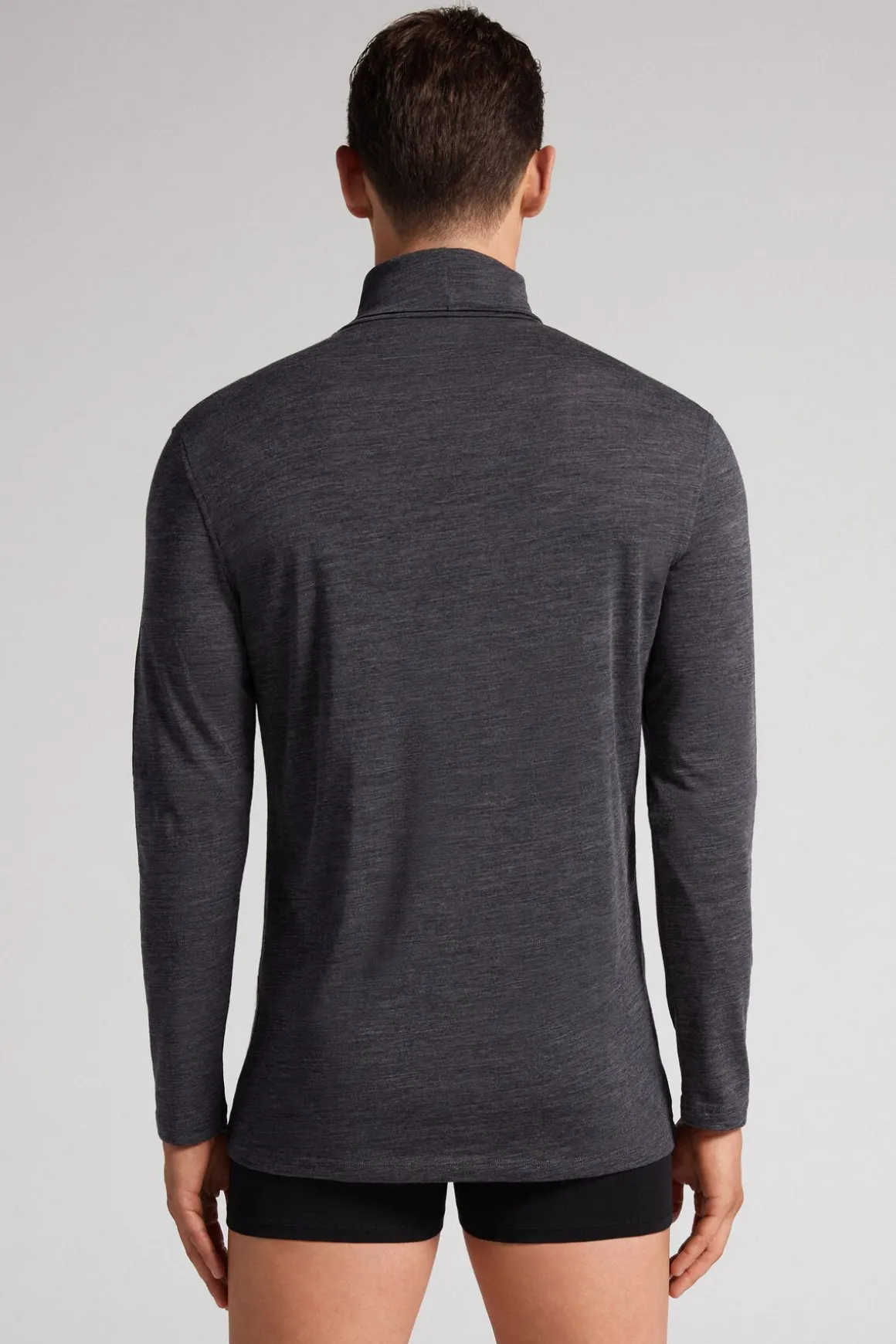 T-Shirt Manches Longues Laine MÉrino Col Mont.
