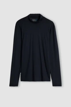 T-Shirt Manches Longues Laine MÉrino Col Mont.