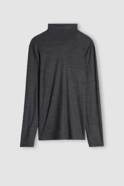 T-Shirt Manches Longues Laine MÉrino Col Mont.