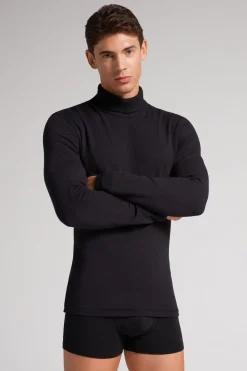 T-Shirt Manches Longues Modal Cachemire Col Mont.