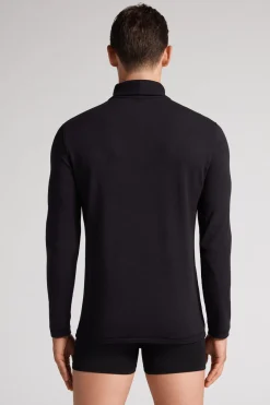 T-Shirt Manches Longues Modal Cachemire Col Mont.