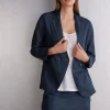 Veste croisÉe en toile de lin
