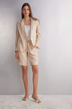 Veste croisÉe en toile de lin