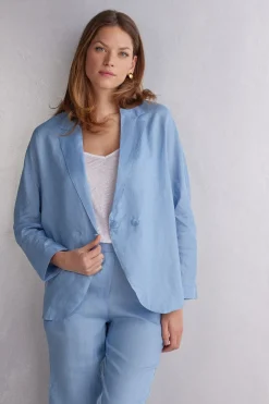 Veste croisÉe en toile de lin