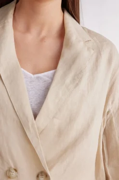 Veste croisÉe en toile de lin