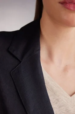 Veste croisÉe en toile de lin
