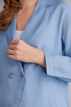 Veste croisÉe en toile de lin