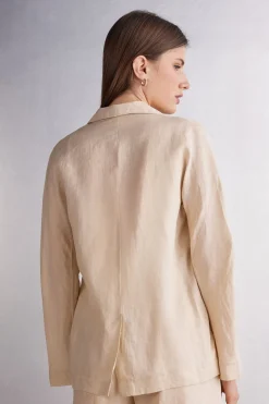 Veste croisÉe en toile de lin