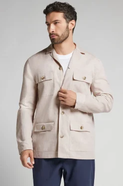 Veste saharienne en lin et coton